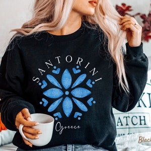 Santorini Greece Sweatshirt Travel Greece T Shirt Greece Lover Gift Greek Islands Sweater Unisex Soft and Comfortable Crewneck Pullover
