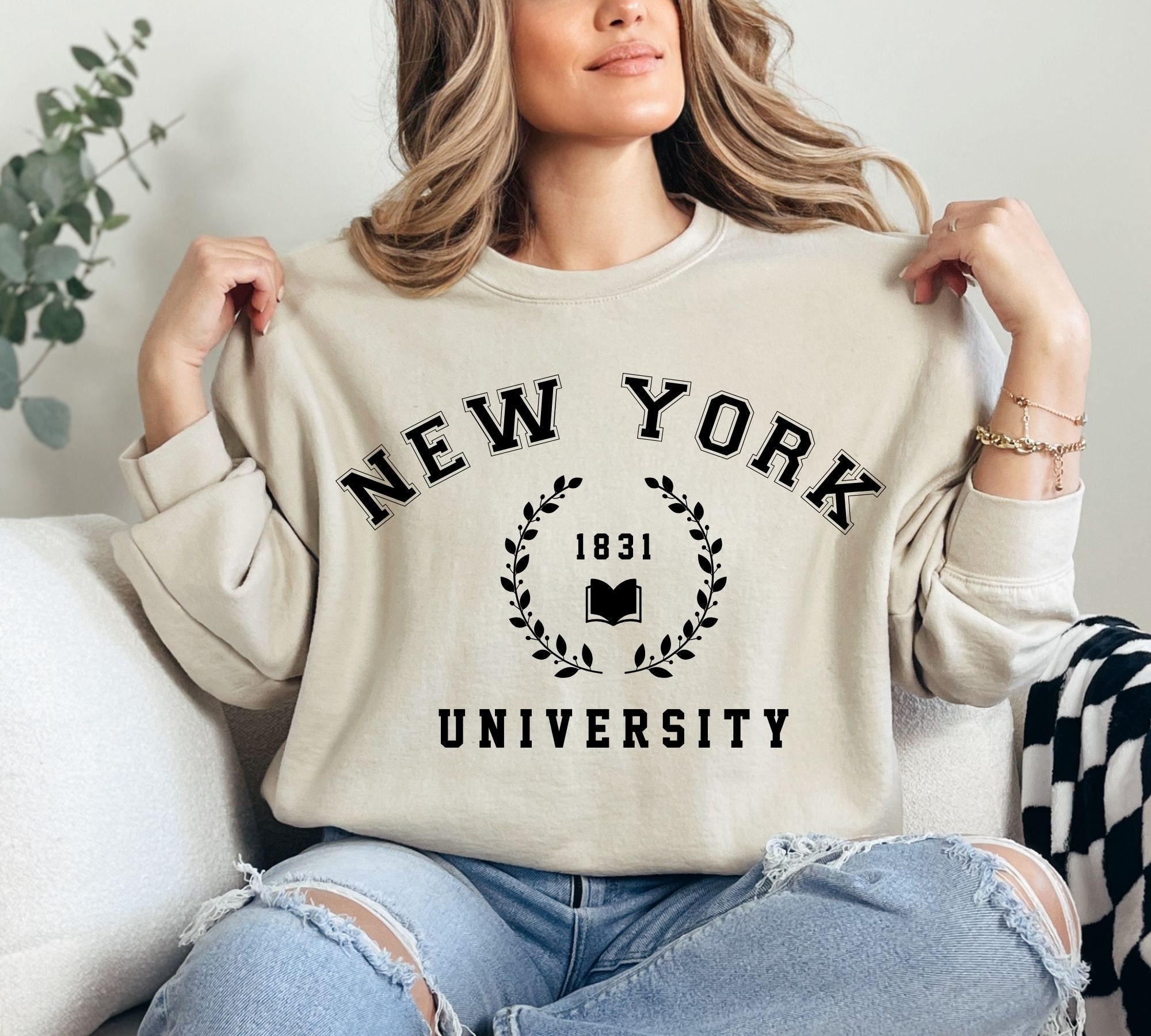 NYU Sweatshirt, NYU Crewneck, New York University, Varsity Pullover