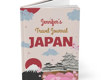 Custom Japan Travel Journal, Custom Japan Planner, Vacation Notebook with Japanese Cherry Blossom Flowers ,Travel Planner Hardcover