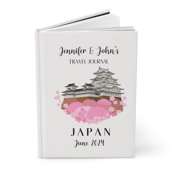 Custom Japan Travel Journal, Custom Japan Planner,  Vacation Notebook with Japanese Cherry Blossom Flowers ,Travel Planner Hardcover