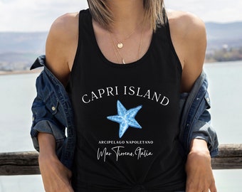 Capri Island, Tank Top Italy Lover Gift Amalfi Coast Italy Tank Top,  Southern Italy Women's Ideal Racerback Tank