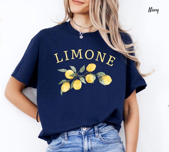 carorie　LIGHT PONTE T-SHIRT LEMON Limone T-shirt, Lemon Shirt, Limone Tshirt, Italian Lemon