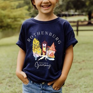 Camiseta de Rothenburg (Alemania) para niños, camiseta de Baviera (Alemania), camiseta de Alemania, camiseta unisex de cuello redondo para niños, camiseta de algodón grueso para niños