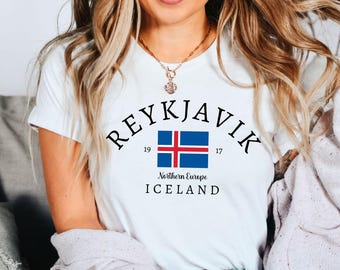 Camiseta de Reikiavik, camiseta de Islandia, regalo de Islandia, regalo de la bandera de Islandia, camiseta unisex suave y cómoda