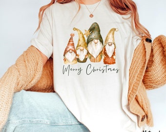 T-shirt joyeux Noël, chemise gnomes de Noël, t-shirt joyeux Noël, t-shirt unisexe ras du cou