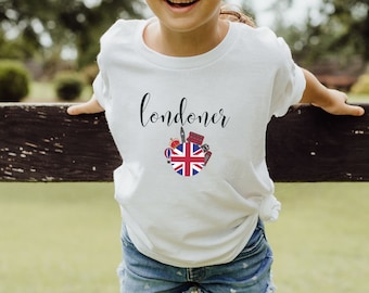 London England Shirt, Youth London Shirt, Travel UK Crewneck Kids Heavy Cotton Tee, Londoner Gift for Kids