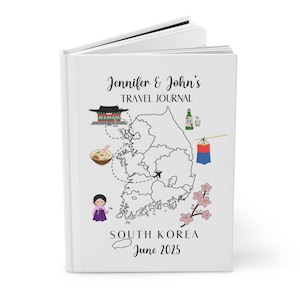 Anpassad Sydkorea resedagbok, personlig reseplanerare, anpassad Sydkorea semesterdagbok, inbunden journal i matt omslag