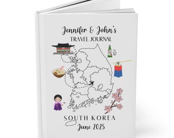 Custom South Korea Travel Journal, Personalized Trip Planner, Custom South Korea Vacation Diary, Hardcover Journal Matte