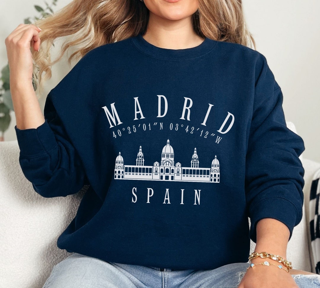 Sudadera Con Capucha Madrid España - Diseño Deportivo Y Souvenir, Estilo University Sports, Tejido 241 Gr, Color Según Diseño