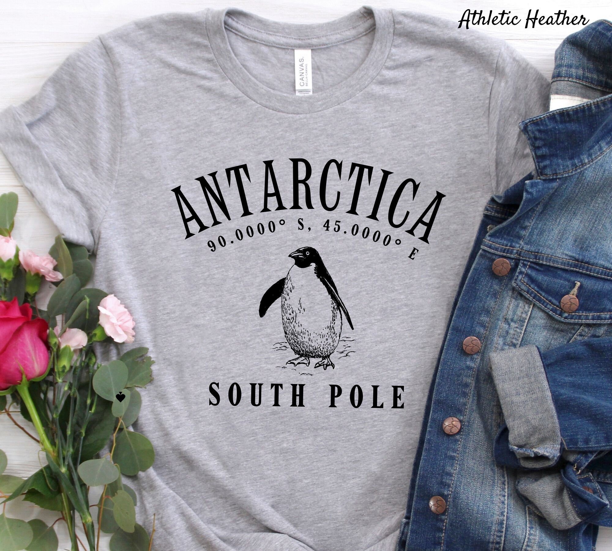 Antarktis-Shirt, Antarktis-T-Shirt, Pinguin-T-Shirt, Südpol-Shirt, Unisex-Reise-T-Shirt mit Rundhalsausschnitt