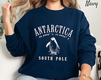 Antarctica Sweatshirt,  Antarctica Crewneck, South Pole Pullover, Penguin Sweater Unisex Heavy Blend Crewneck