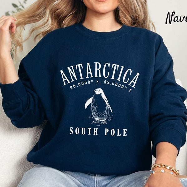Sudadera de la Antártida, Cuello redondo de la Antártida, Jersey del Polo Sur, Suéter de pingüino Unisex Heavy Blend Crewneck
