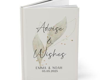 Custom Wedding Advice Guest Book, Advice For The Happy Couple,Best Wishes Wedding Guest Book, Personalized Hardcover Journal Matte
