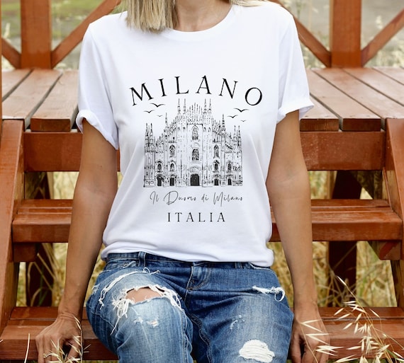 ミラノ イタリア Tシャツ、イタリア旅行 クルーネック ユニセックス 