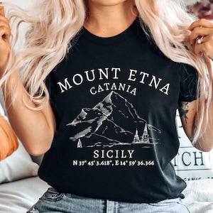 Mount Etna Shirt, Sicily Catania T shirt, Volcano Mountain Shirt, Soft and Comfortable Crewneck Unisex T shirt