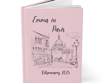 Custom Paris Travel Journal, Paris Vacation Notebook, Paris Sketchbook, Personalized Planner Hardcover Journal