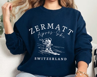 Zermatt Sweatshirt, Apres Ski Pullover,  Zermatt Sweater, Mountain Village Sweatshirt, The Alps  Ski Pullover, Unisex Crewneck Sweatshirt