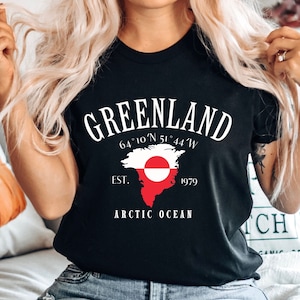 Greenland T shirt, Arctic Ocean , Kingdom of Denmark Shirt, Unisex  Travel Crewneck T-shirt