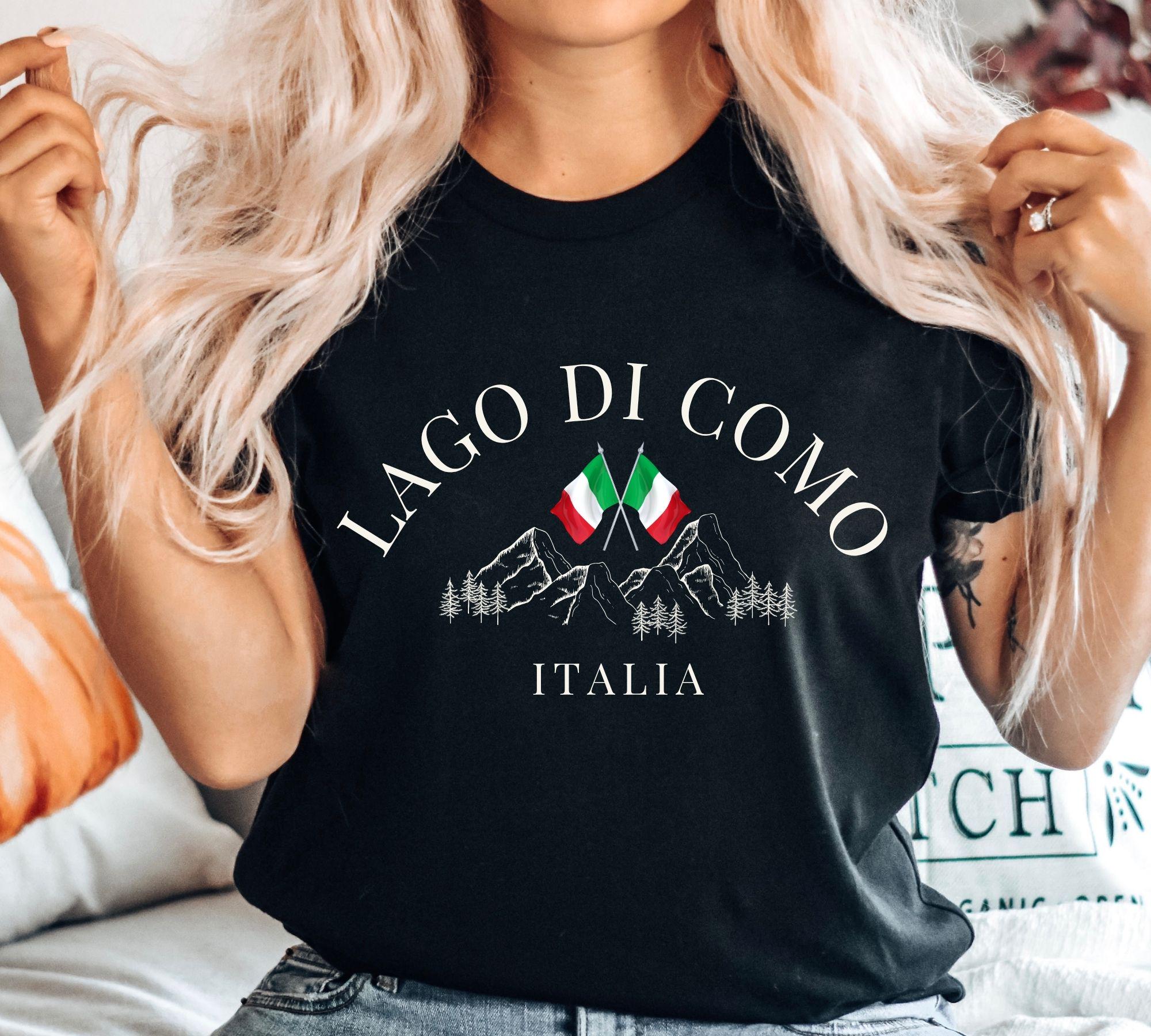 T-shirt Femme Italie - Imprimé Lago Di Como - Taille M - Gildan Blanc