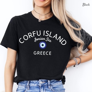 Corfu Greece T Shirt Unisex  Short Sleeve Tee, Greece Souvenir Tee, Travel Vacation Shirt, Greek Island Graphic Tee, Holiday Beach Shirt