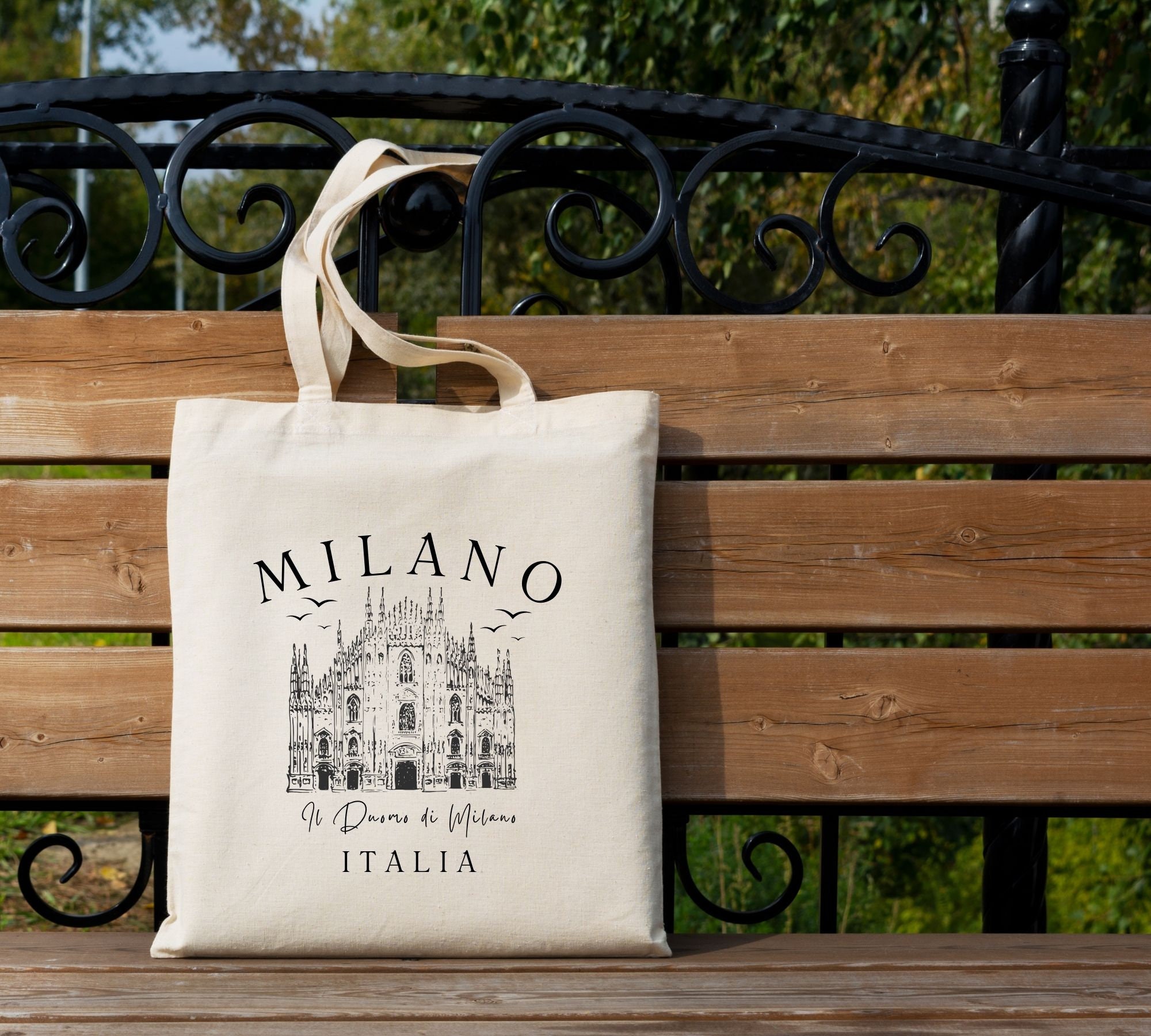 Milano Italy Tote Bag 100 Cotton Natural Canvas Tote Bag Italy Travel Milano Landmark Shoulder Bag Etsy
