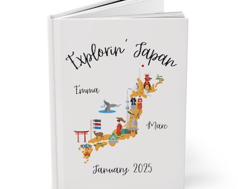 Custom Japan Travel Journal, Custom Japan Planner, Exploring Japan,  Vacation Notebook with Japanese Styled Travel Planner Hardcover