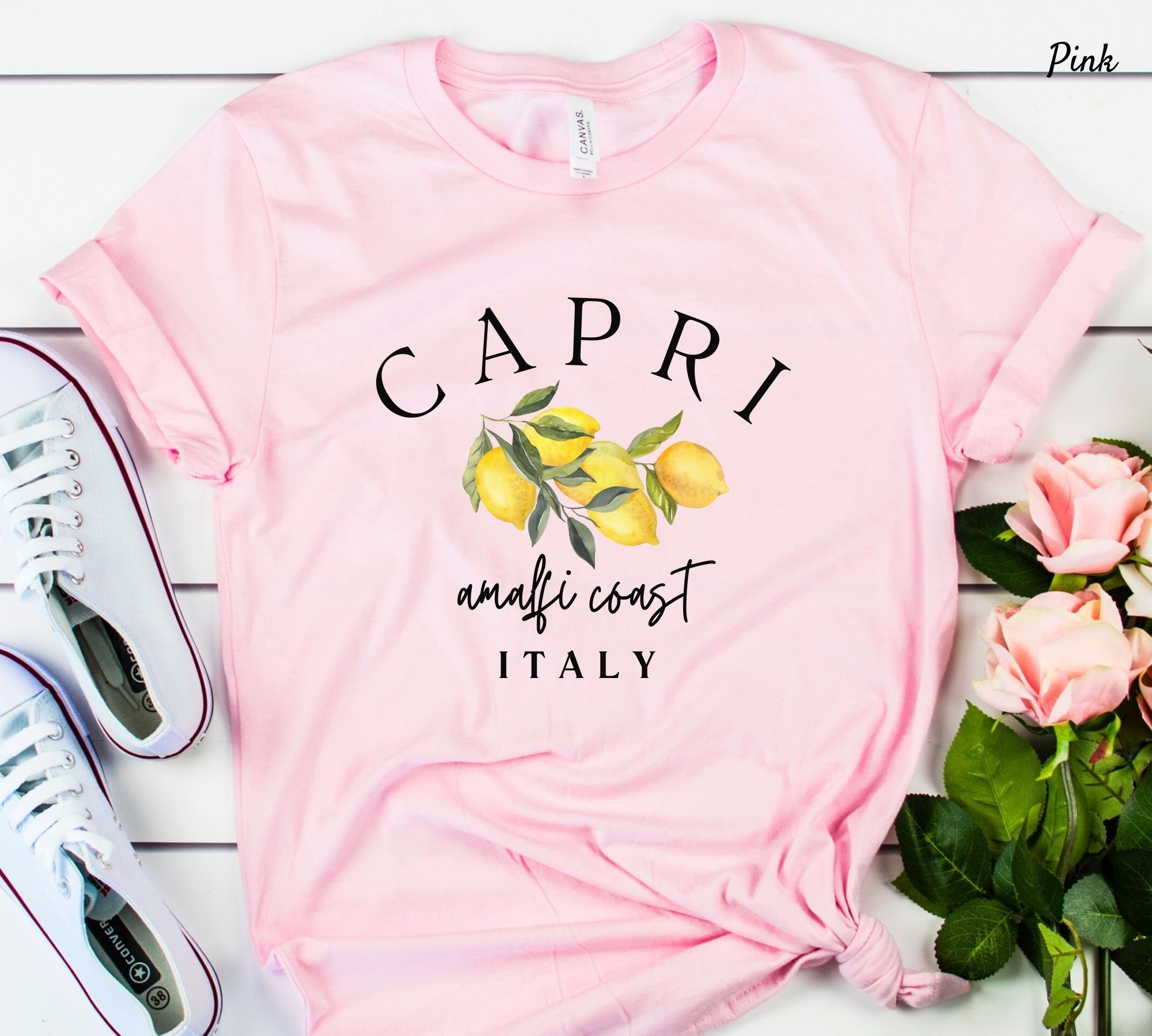 カプリ島イタリアシャツ、ポジターノTシャツ、アマルフィ海岸