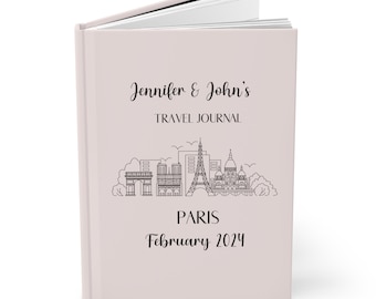 Aangepast Parijs reisdagboek, vakantienotitieboekje Parijs, schetsboek van Parijs, reisdagboek Valentijnsdag, gepersonaliseerd hardcover dagboek planner