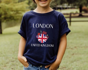 London England T Shirt, Youth London Shirt,My First Trip To London, Travel London Shirt, Crewneck Kids Heavy Cotton Tee