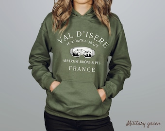 Val-d'isère France Hoodie :ski Trip Hoodie, Skiing Outfit, Alps