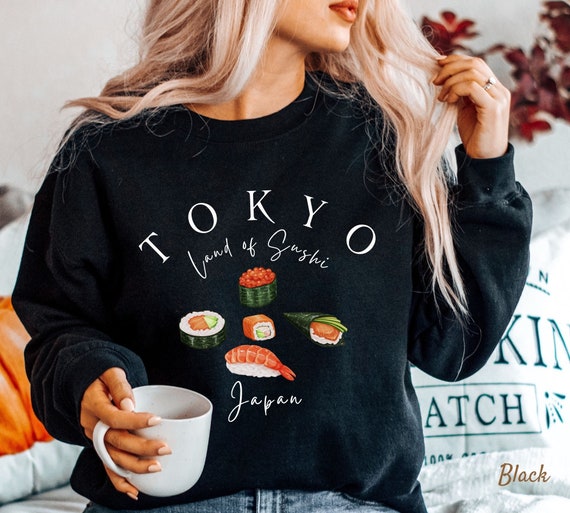Tokyo Japan Sweatshirt Sushi Sweater Tokyo City Vintage Hoodie Crewneck Unisex Long Sleeve Sweater