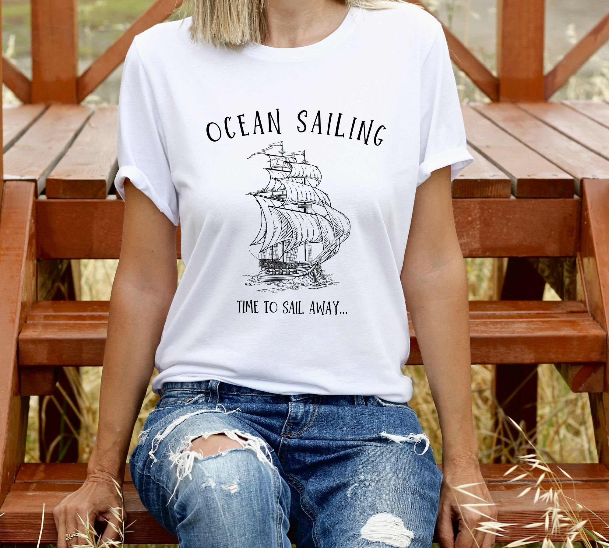 Ocean Sailing Shirt, Ocean Sail Travel, Time to Sail Away Shirt