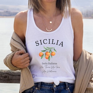 Italy Sicily Tank Top, Sicilia Italy Tank Top, Sicilia Oranges,Italian Gift, Italy Island Women&#39;s Ideal Racerback Tank