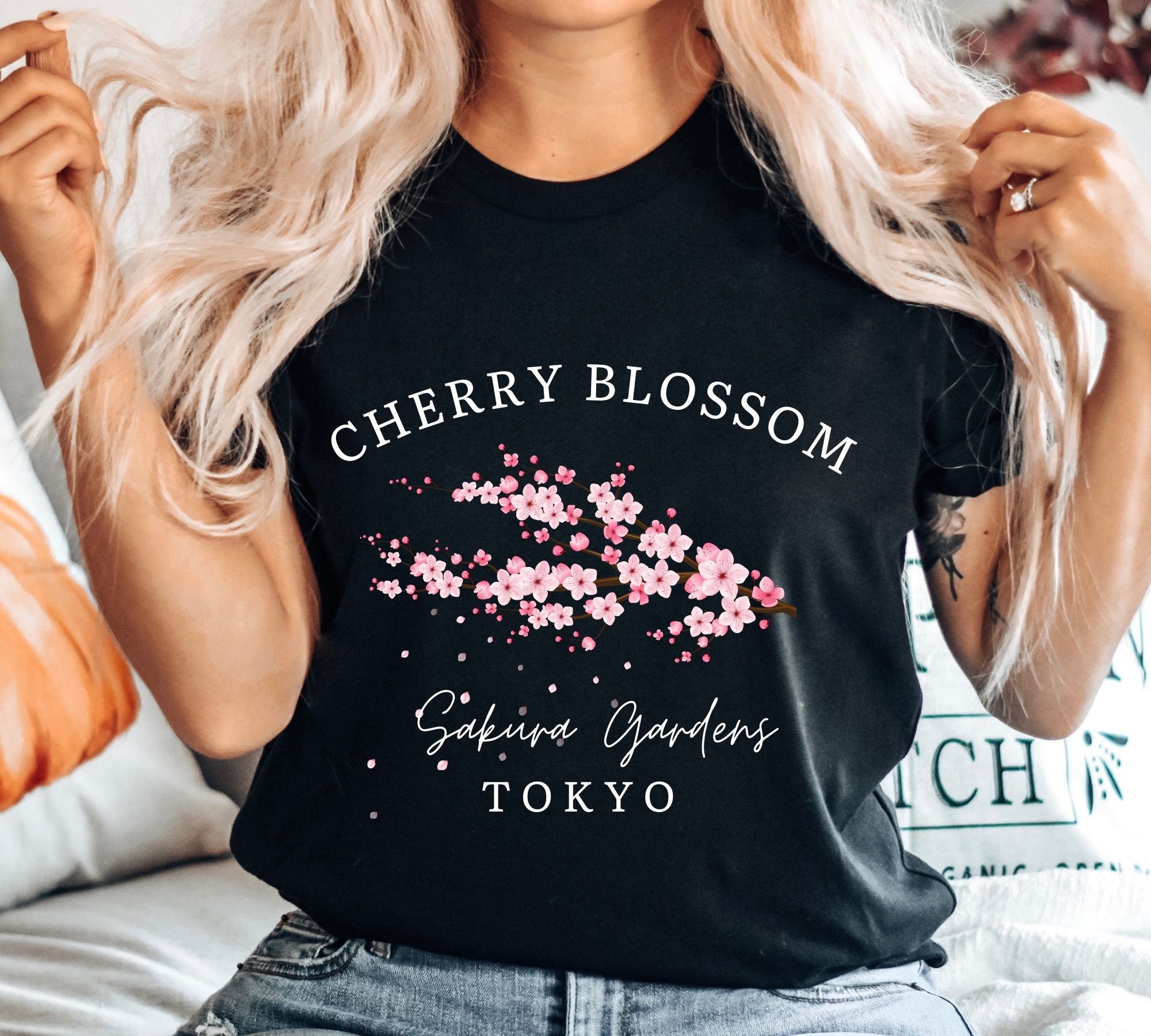トップス tree & moon Embroidery Shirt - Sakura Sakura Cherry Blossom Sweatshirt, Cherry Blossom Hoodie