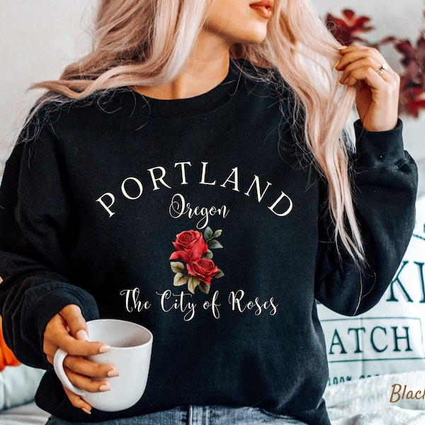 Pull Portland, sweat-shirt Portland Oregon, Oregon City of Roses, cadeau Portland, sweat-shirt unisexe ras du cou mélangé épais