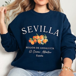 Seville Spain Sweatshirt, Sevilla Oranges, Espana Sweatshirt The Adriatic Ocean, Southern Spain Travel Crewneck Unisex Sweater