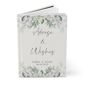 Livre d'or de conseils de mariage personnalisé, conseils pour l'heureux couple, livre d'or de mariage Meilleurs voeux, carnet cartonné personnalisé mat