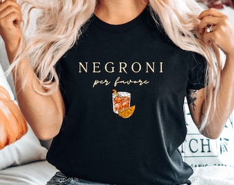 Koszulka Negroni, prezent dla miłośnika Negroni, koszulka do picia, strój na brunch, unisex, koszulka z okrągłym dekoltem