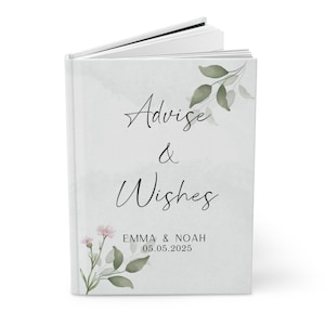 Wedding Advice Guest Book, Advice For The Happy Couple,Best Wishes Wedding Guest Book, Personalized Hardcover Journal Matte