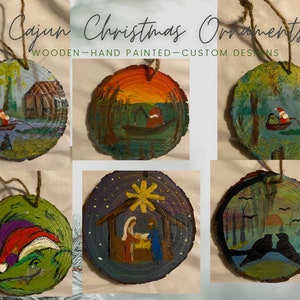 Louisiana Cajun Christmas Wooden Ornaments