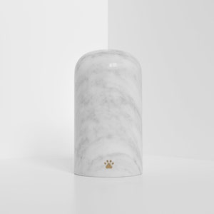 Pet Urn, Dog Urn, Cat Urn, with Paw or Custom Engraving, Made from Premium Bianco Carrara Marble
