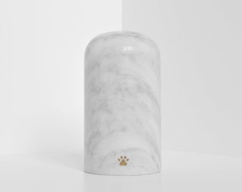 Huisdierenurn, hondenurn, kattenurn, met poot of aangepaste gravure, gemaakt van premium Bianco Carrara-marmer
