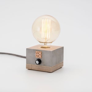 Dimmable Raw Concrete Table Lamp, Designer Table Lamp, Dimmer Bedside Lamp, Scandinavian Design, Concrete Accessories