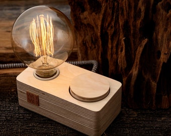 Rustic Dimmable Table Lamp, Wooden Table Lamp, Modern Bedside Lamp , Dimmer Light