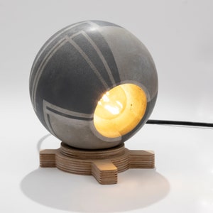 Hand-Painted Globe Concrete Table Lamp, Handmade Bedside Lamp, Industrial Decor, Edison Lamp, Concrete Home Decor