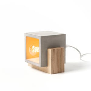 Raw Concrete Box Table Lamp, Designer Table Lamp, Bedside Lamp, Scandinavian Design, Concrete Accessories