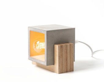 Rohbeton Box Tischlampe, Designer Tischlampe, Nachttischlampe, Skandinavisches Design, Beton Accessoires