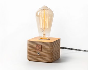 Rustic Wooden Table Lamp, Modern Design Table Lamp, Bedside Lamp, Nightlight