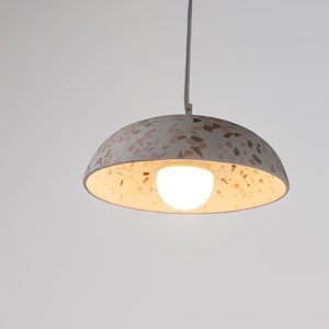 Dome Terrazzo Pendant Light, Concrete Terrazzo Ceiling Light, Kitchen Isle Hanging Light, Concrete Home Decor