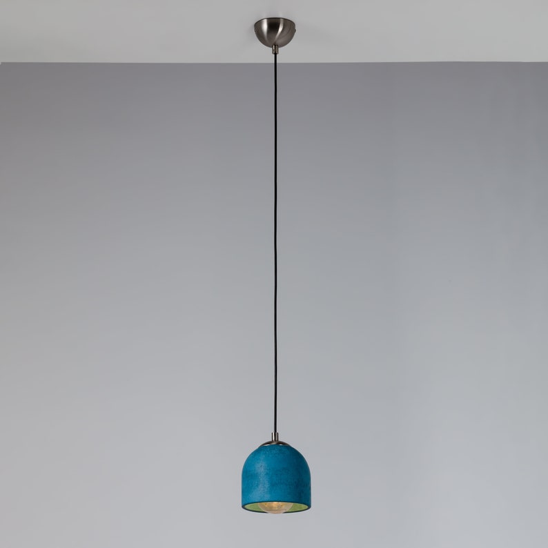 Dark Blue Pendant Lamp, Stone Chandelier, Designer Hanging Lights, Scandinavian Design, Concrete Accessories image 4